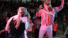 Picture taken from behind of our 70s disco tribute band performing onstage at private concert event | Altus Entertainment